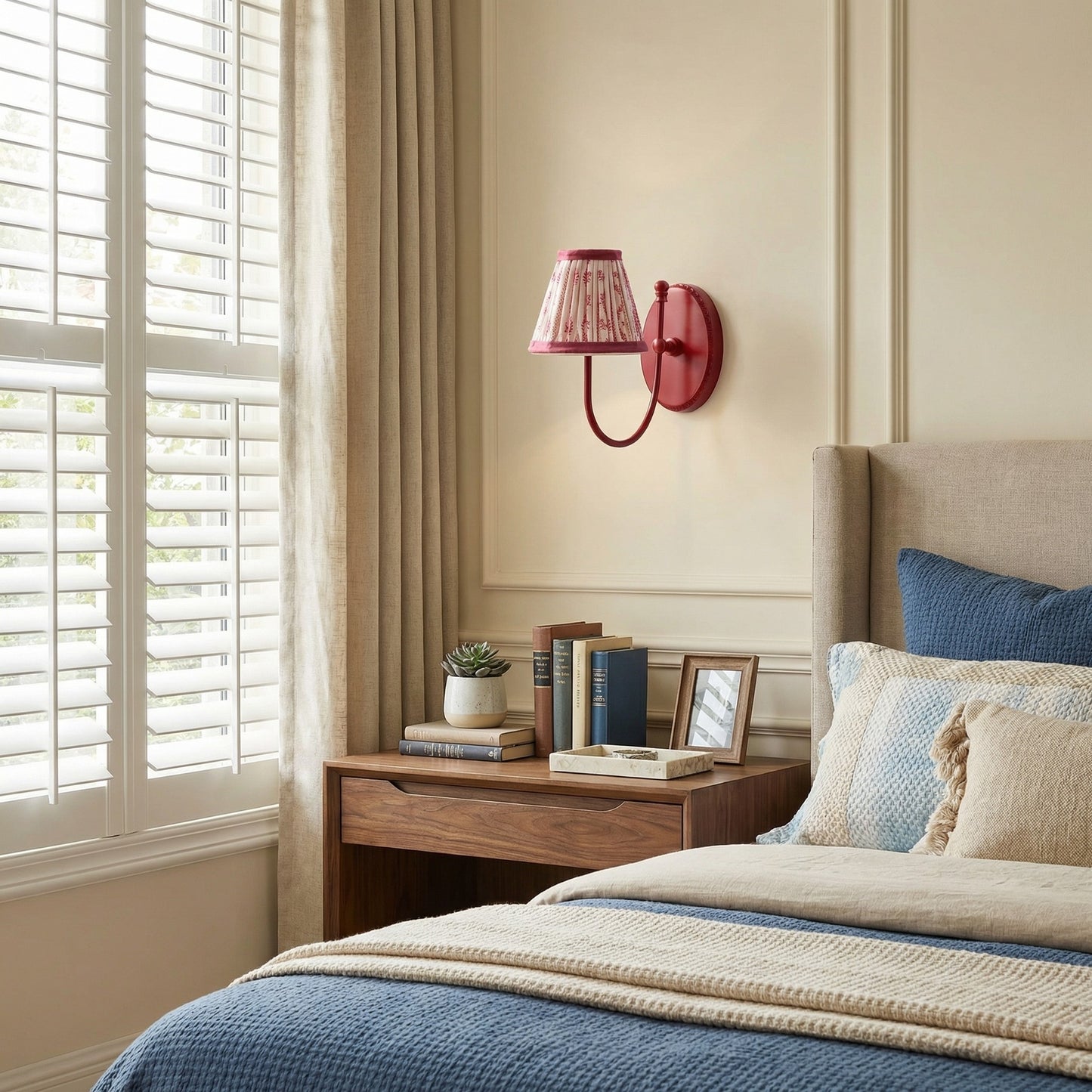 Orphelyx French Brass Fabric Shade Sconce Light