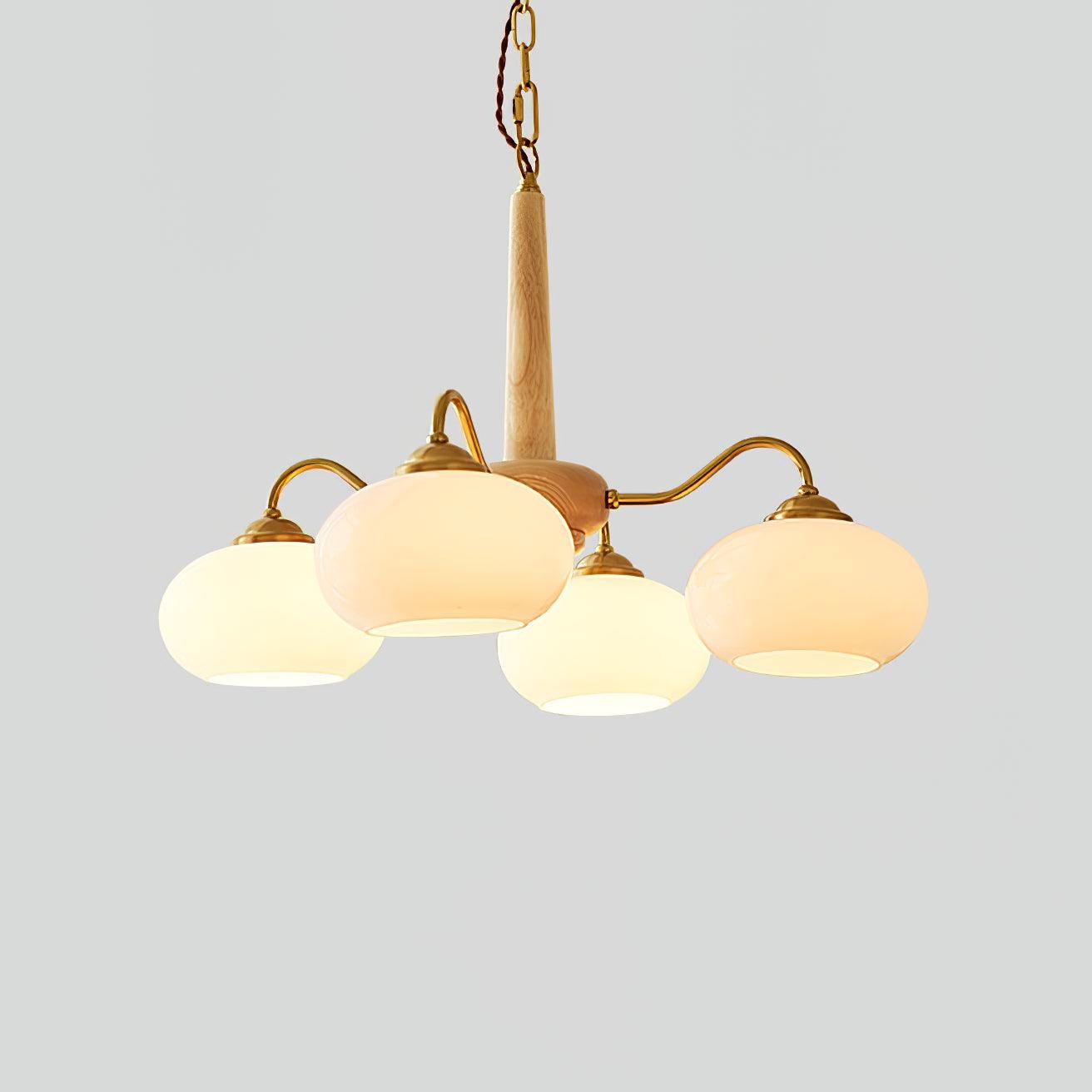 Xyrian Farmhouse Wood White Bauhaus Persimmon Chandelier