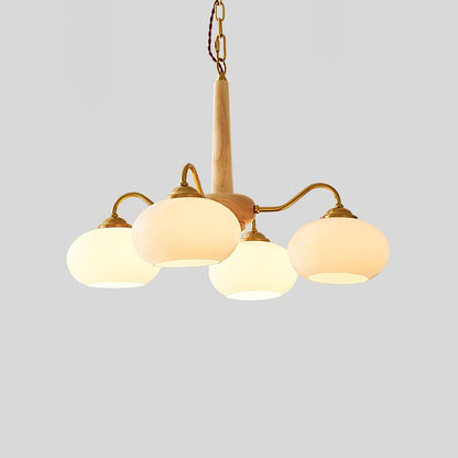 Xyrian Farmhouse Wood White Bauhaus Persimmon Chandelier