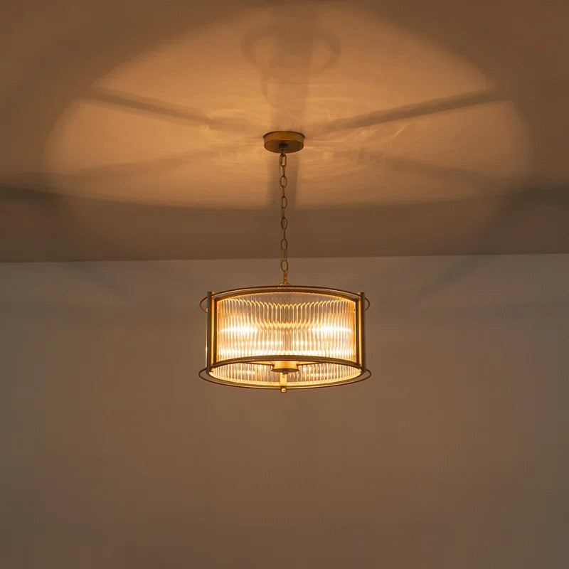 Tycho Modern Fluted Glass Drum Pendant