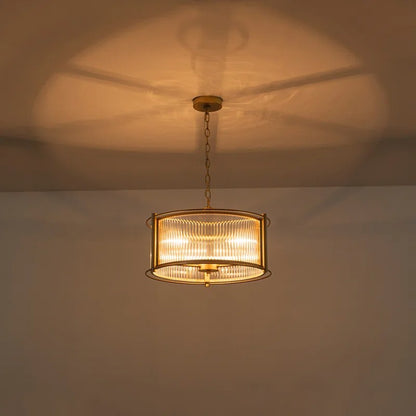 Tycho Modern Fluted Glass Drum Pendant