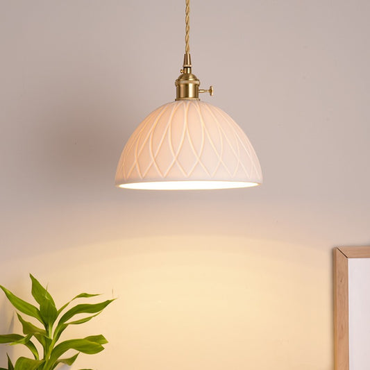 Carlo KiKi Fluted Ceramic Brass Pendant Light
