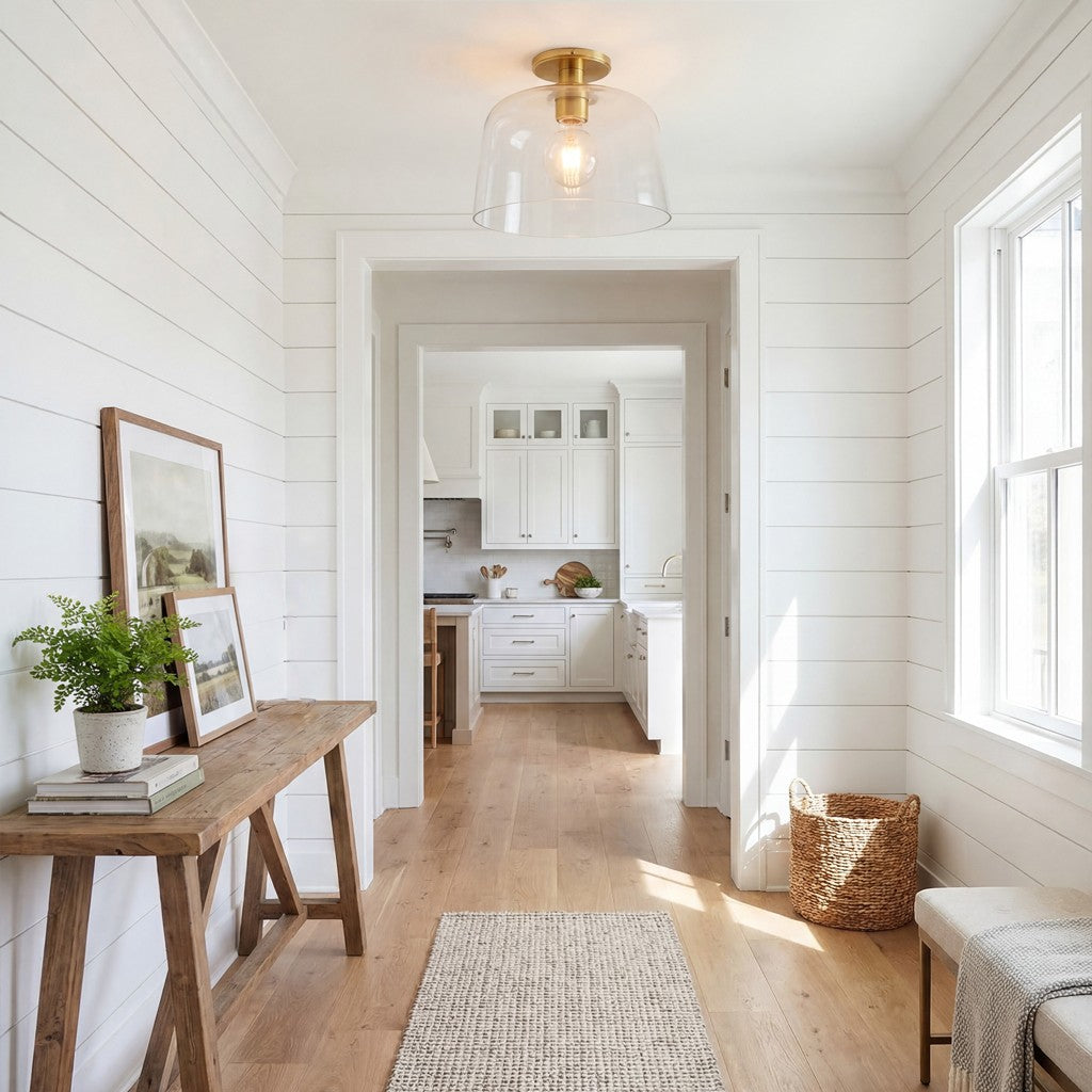 Hannahlee ‎Minimalist Glass Semi Flush Mount Ceiling Light