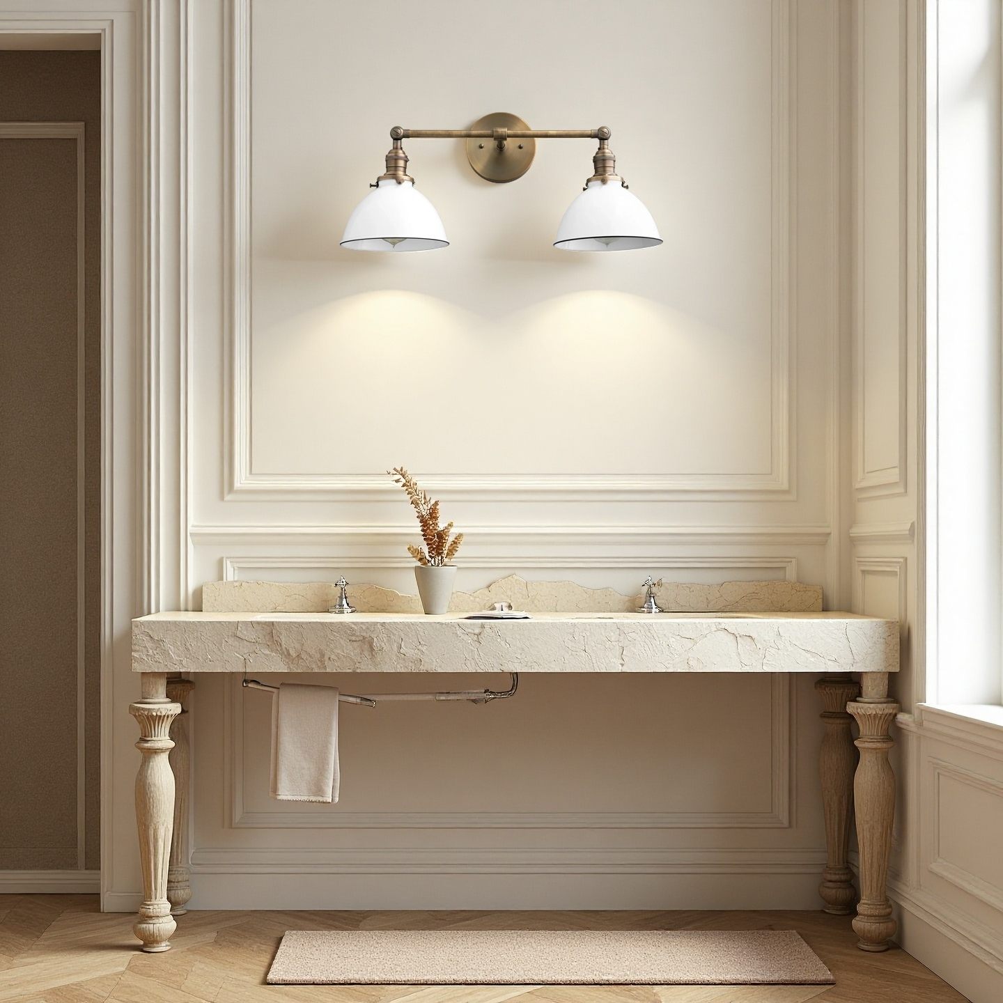 Amelia Farmhouse White Metal Dome Sconce