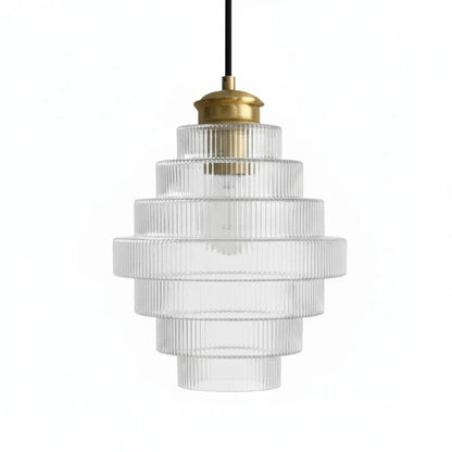 Kaelyn Bottle Shade Stained Striped Glass Pendant Light