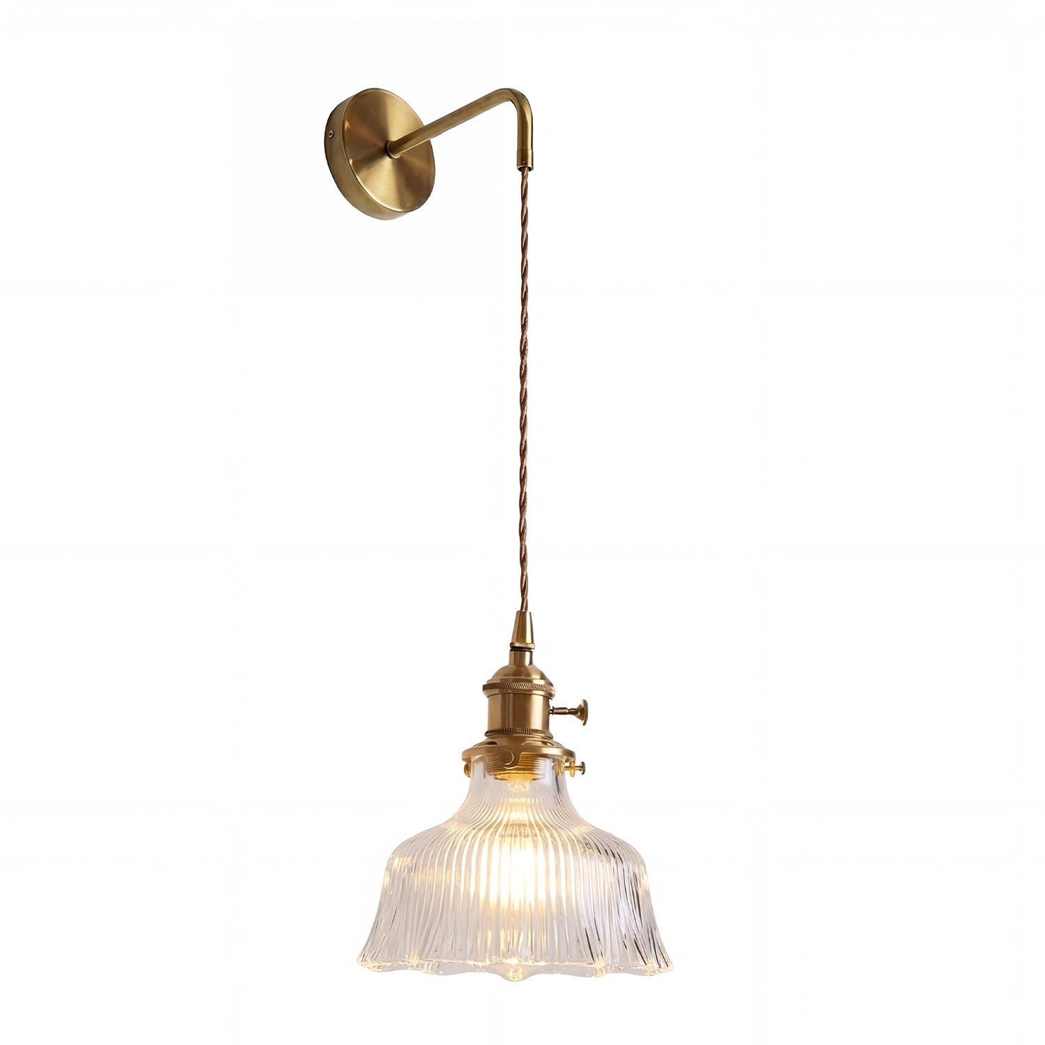 Hermin Antique Flower Ribbed Glass Pendant Light