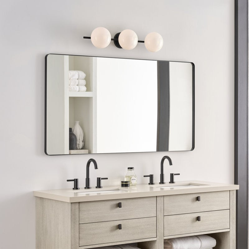 Larian White Glass Globe Bathroom Vanity Light