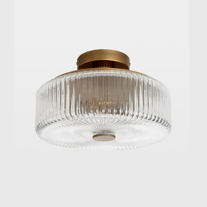 Willa Rustic Round Ribbed Glass Ceiling Light
