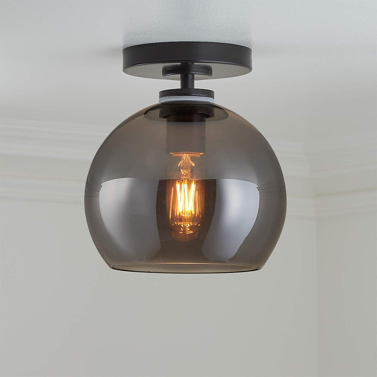 Pawson Minimalist Round Glass Brass Flush Mount Ceiling Light