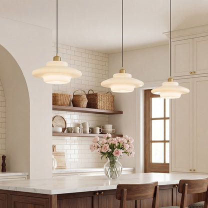 Ritika Vintage Art Cream Multi-Shape Glass Pendant Light