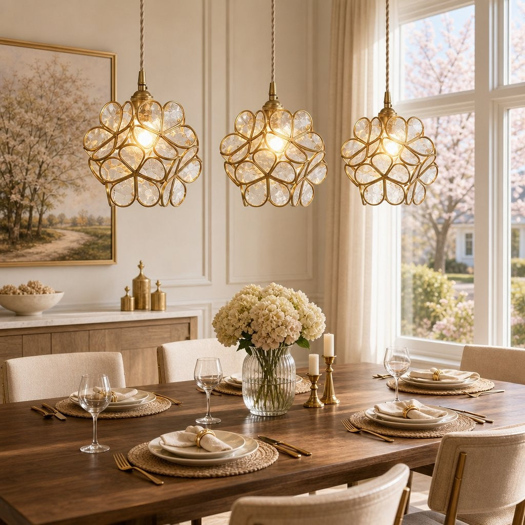 Viviana French Country Glass Petal Pendant Lights