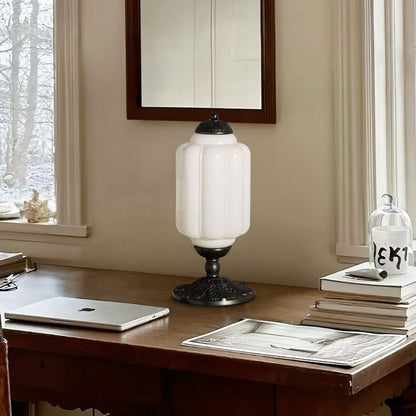 Nexos French Retro Cream Glass Textured Eloise Table Lamp