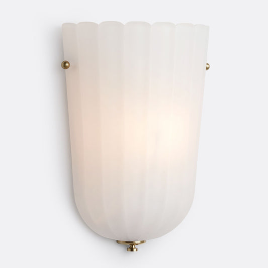 Zephyrine Decorative Antique Brass Flower Milky White Glass Wall Sconce