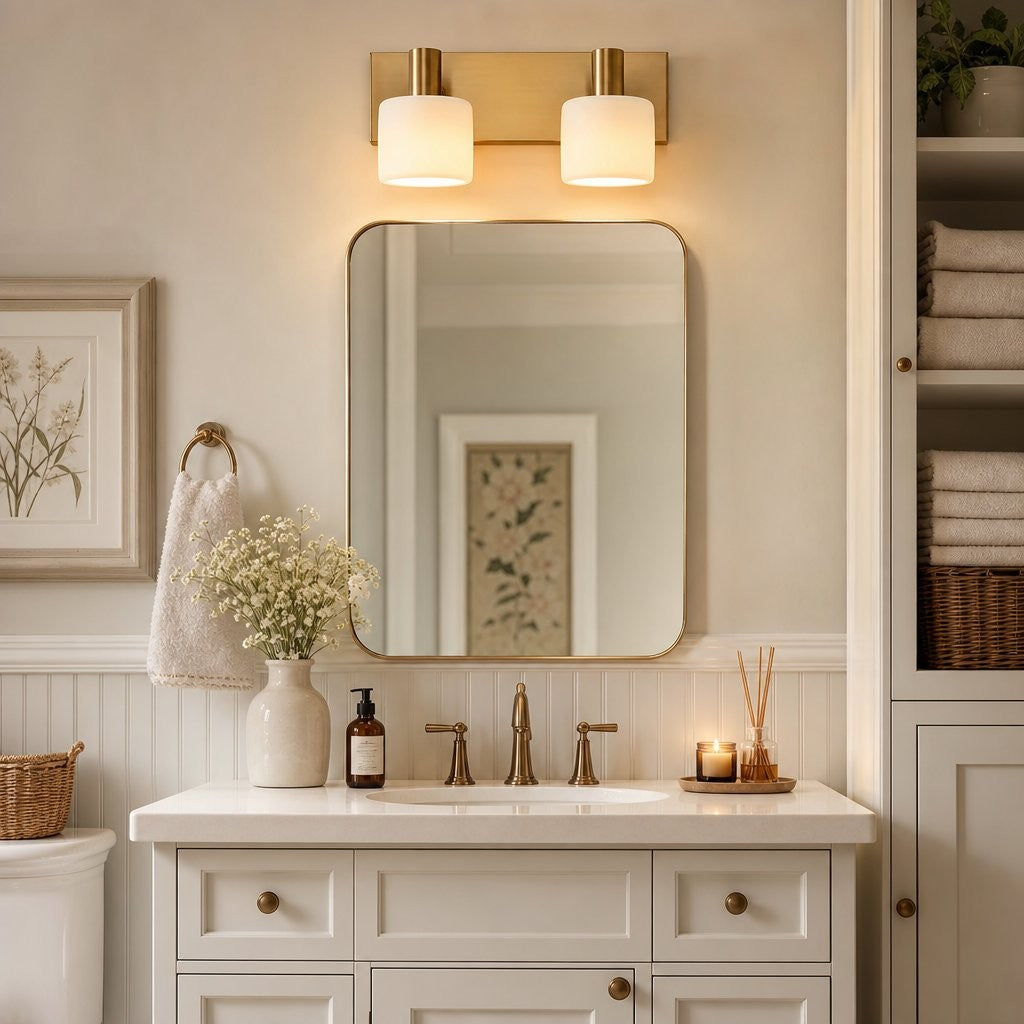 Aura Modern Brass Cylinder Porcelain Wall Sconce