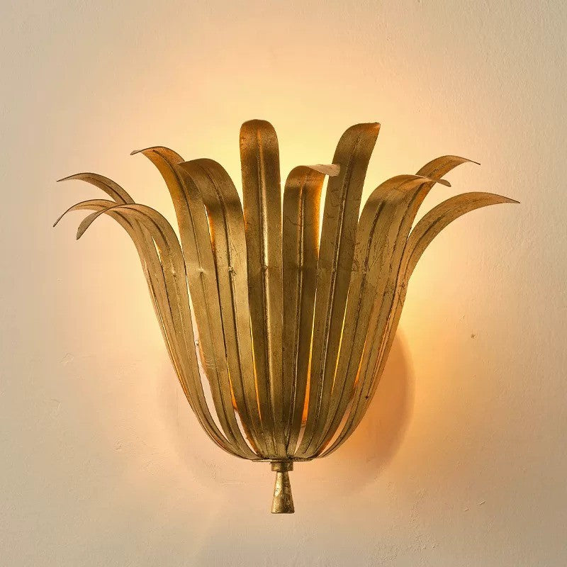 Sterling French Art Deco Leaf Metal Wall Sconce