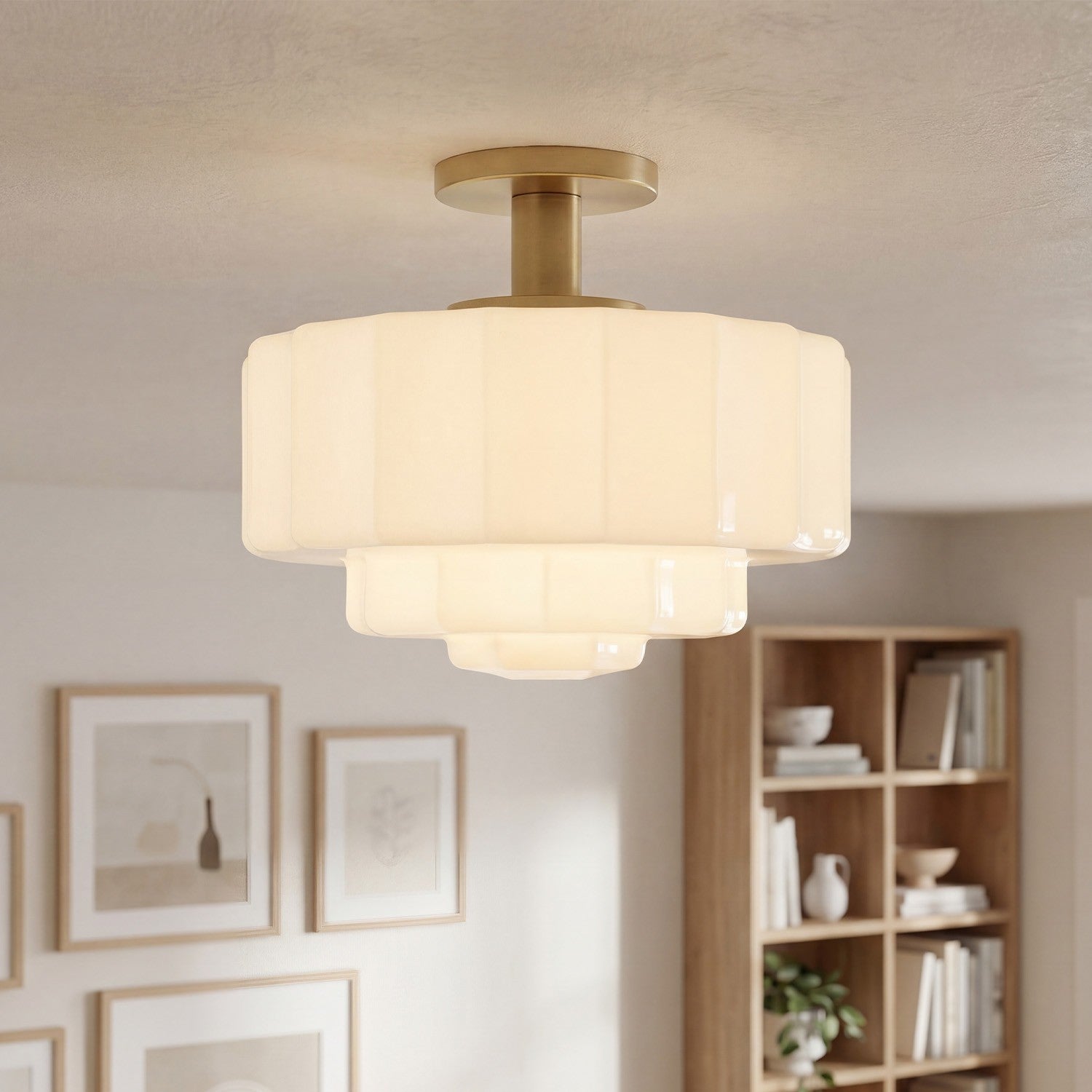 Ellis Retro Milk White Glass Ceiling Light