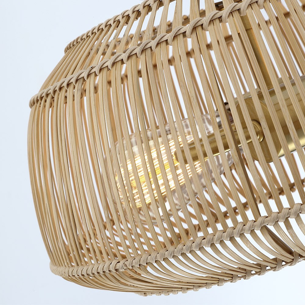 Lyril Boho Rattan Semi Flush Mount Ceiling Light