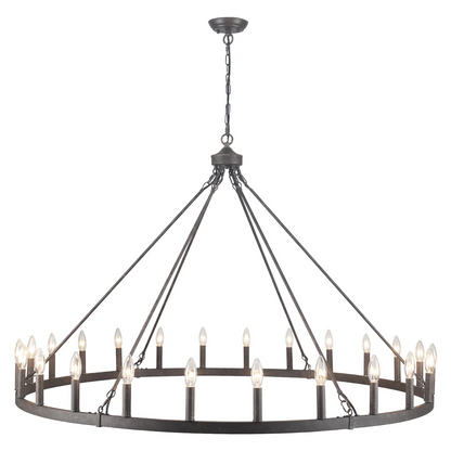 Raeth Farmhouse 24 Lights Wagon Wheel Candle Style Chandelier