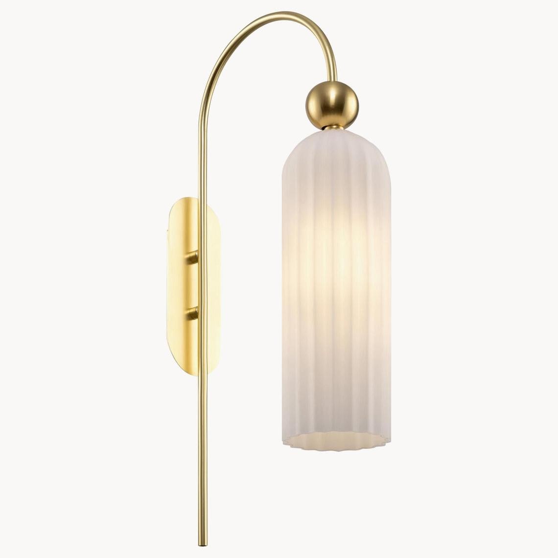 Emrys Modern Gold Fluted Glass Cylinder Sconce