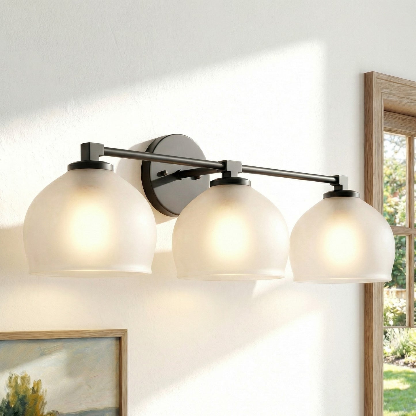 Conrad Vintage 3 Heads Bellflower Glass Wall Sconce