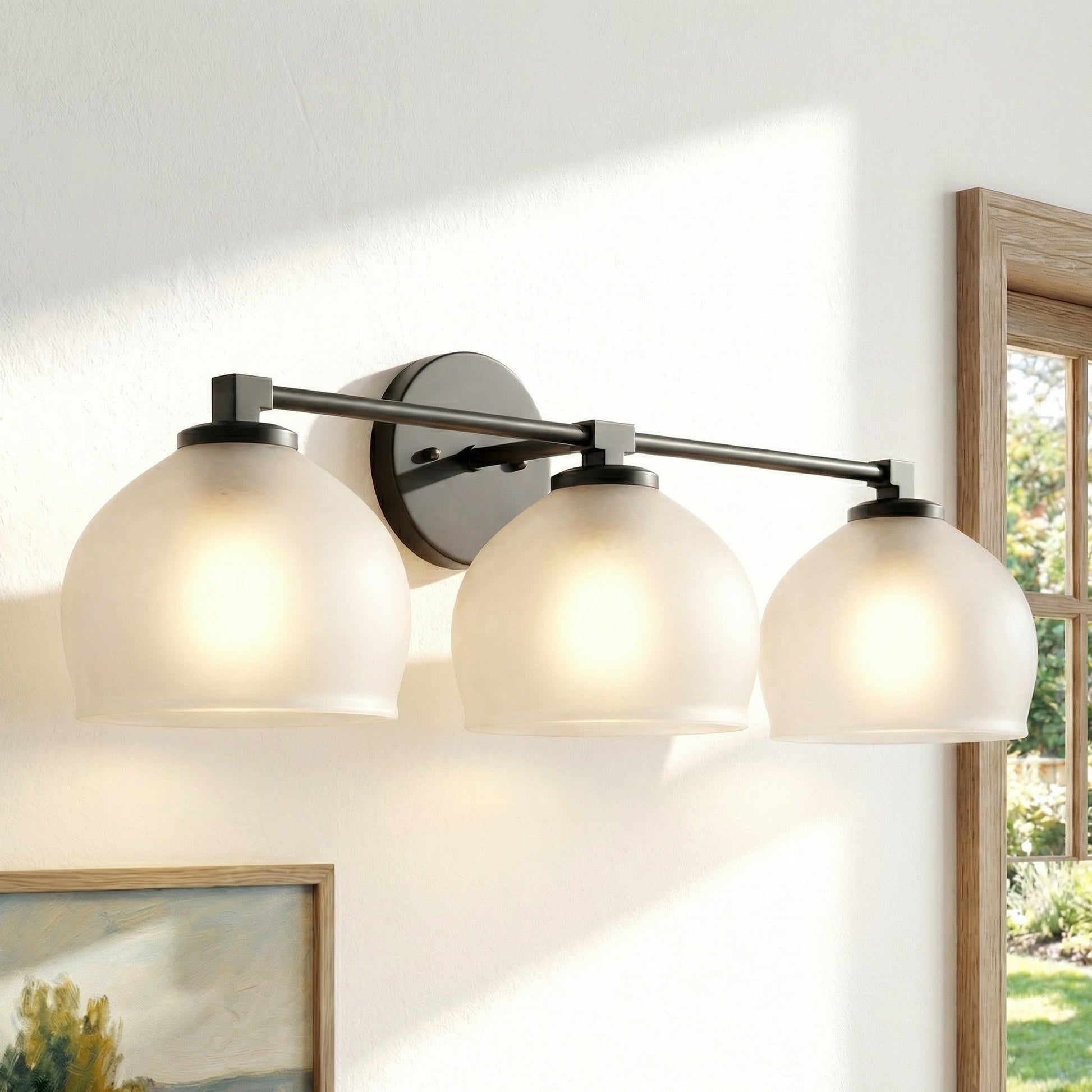 Conrad Vintage 3 Heads Bellflower Glass Wall Sconce