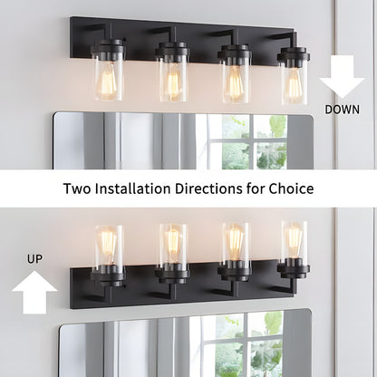 Pyros Farmhouse Clear Glass Cylinder Vanity Wall Light