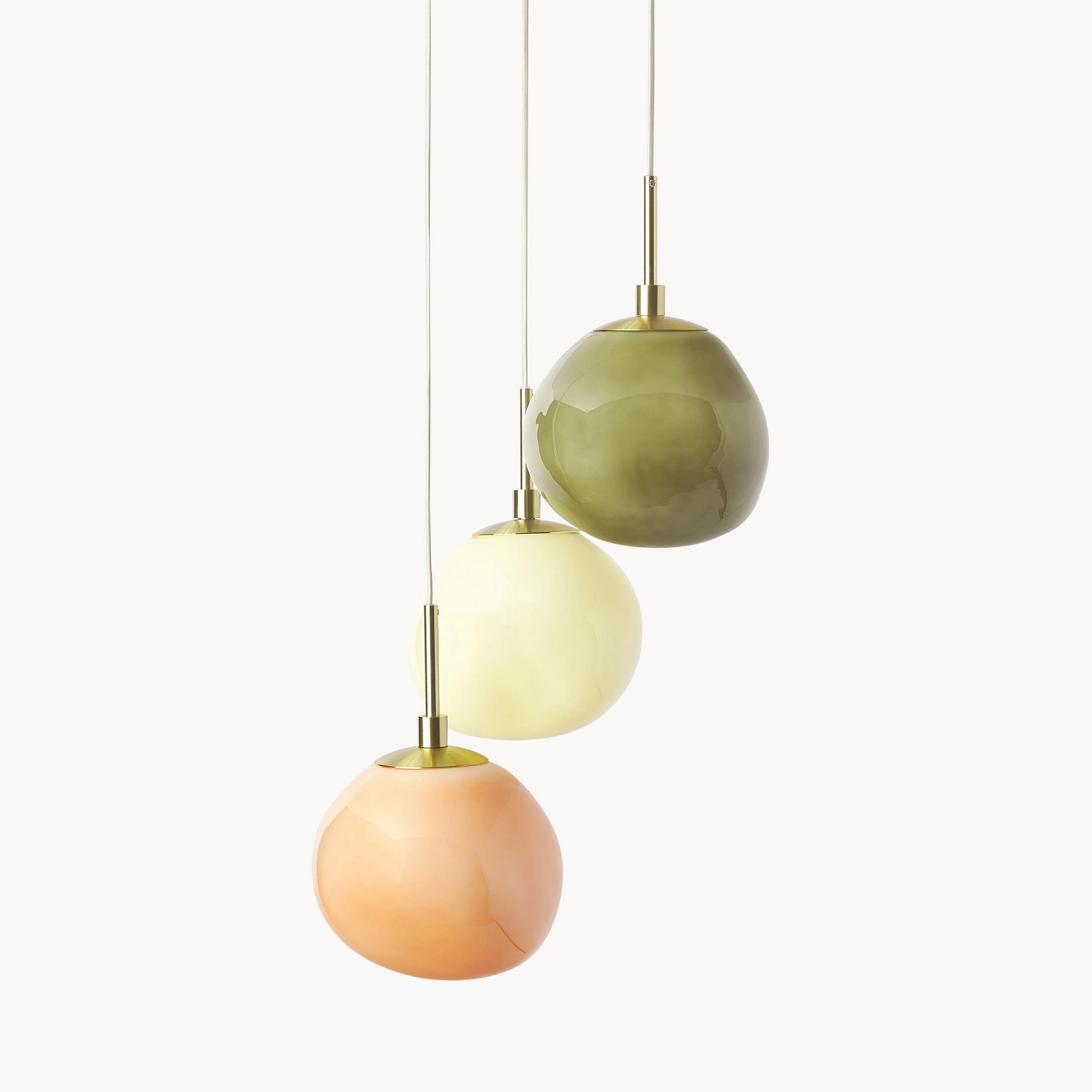 Baya Natural Three-Color Opal Glass Cluster Pendant Light