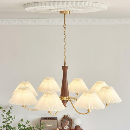 Axel Rustic Pleated Shade Wood Chandelier