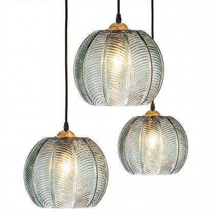 Yasmine Vintage Green Ribbed Glass Hanging Lamp