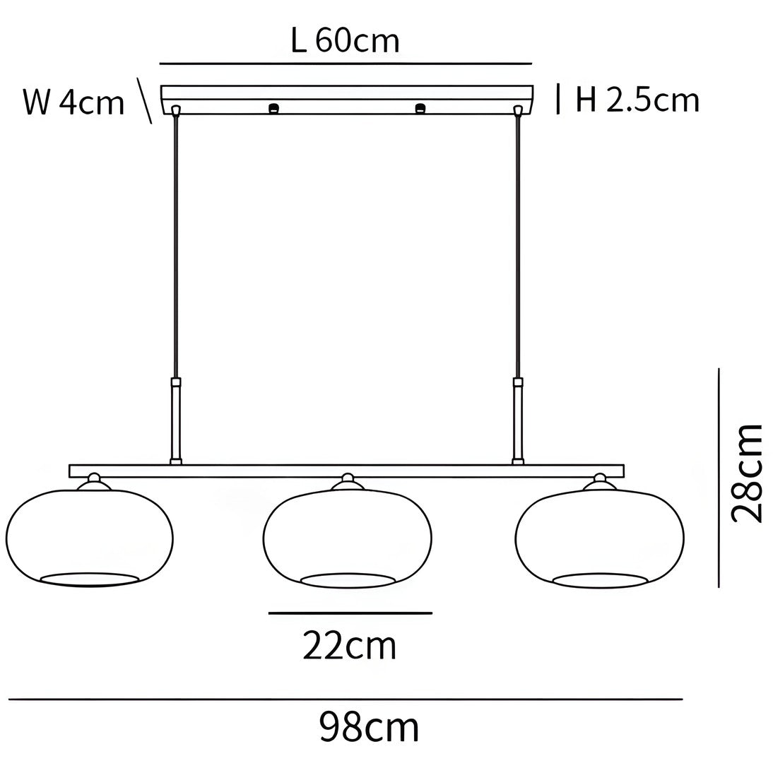 Wrythe 3-Light Milk Glass Linear Pendant Light