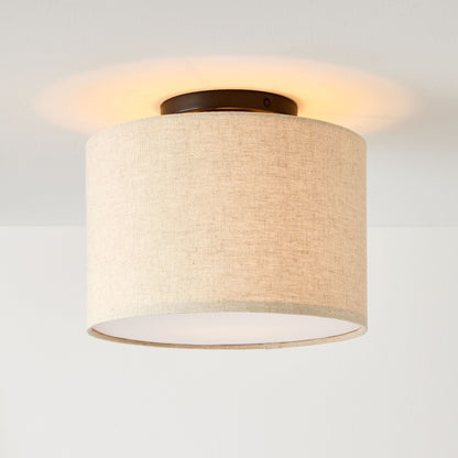 Joram White Linen Drum Ceiling Light