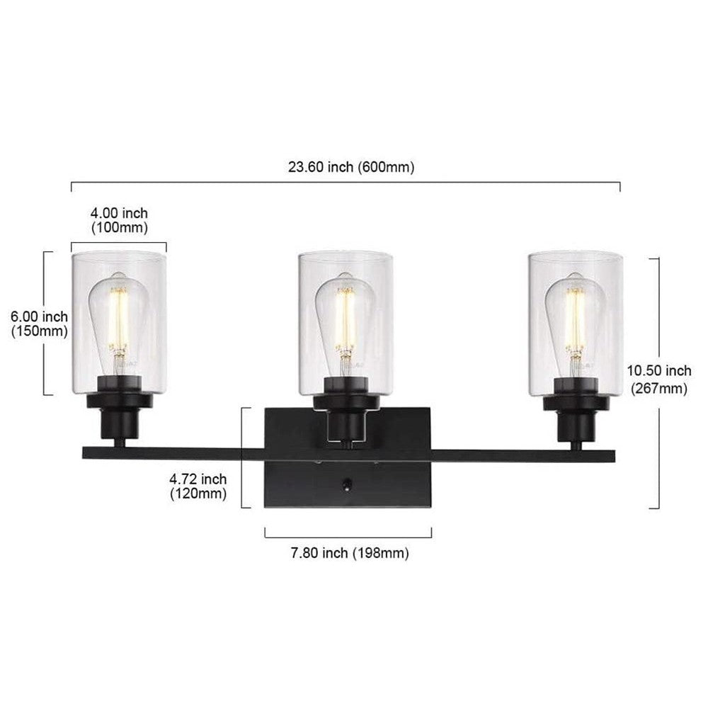 Lynor Classic Farmhouse Clear Glass Triple Sconce