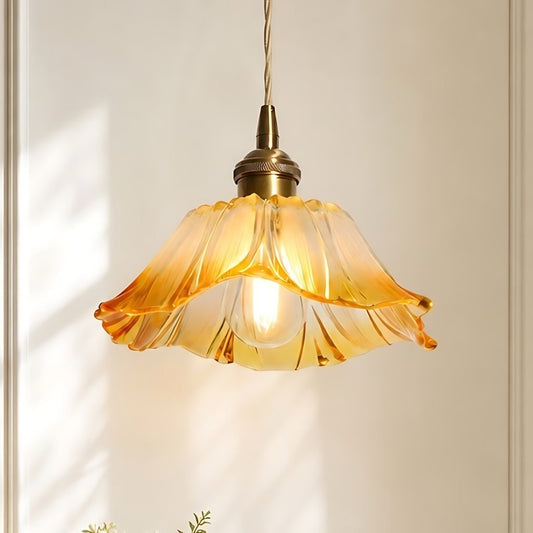 Brion Yellow Glass Flower Single Pendant Light