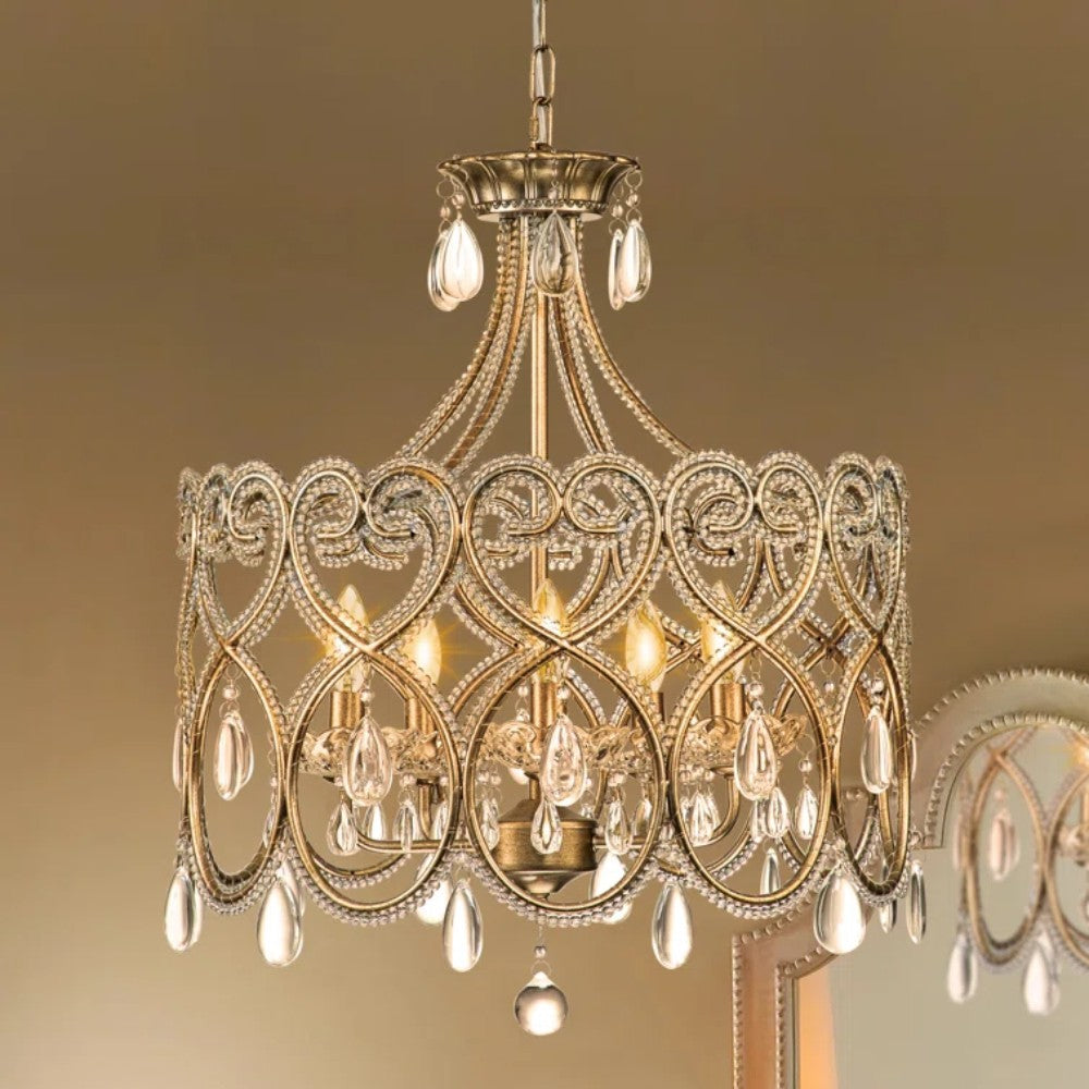 Neve Luxury French Antique Crystal Drum Chandelier