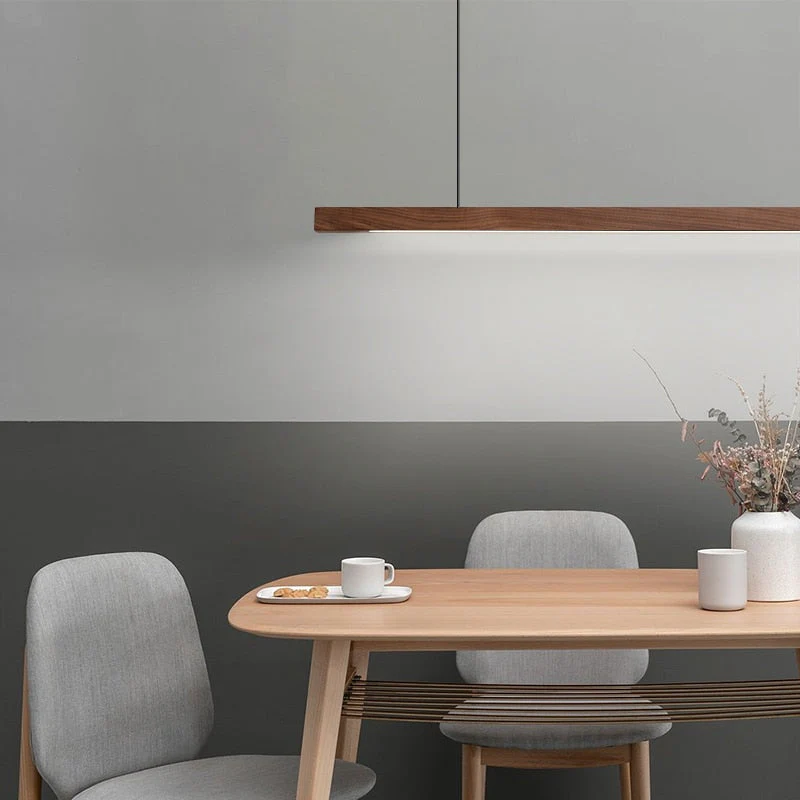 Quorix Log Style Wood Led Linear Pendant Light With Remote Control