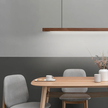 Quorix Log Style Wood Led Linear Pendant Light With Remote Control