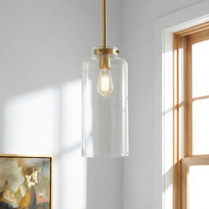 Mica Minimalist Brass Clear Glass Pendant Light