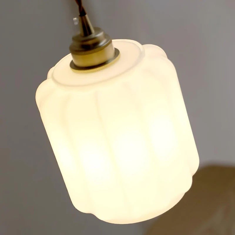 Balthazar Japanese Lantern White Glass Pendant Light