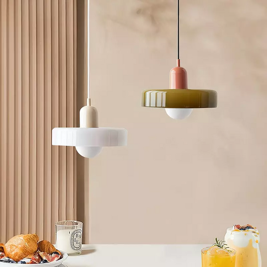 Xanadu Bauhaus Stained Glass Disc Pendant Light