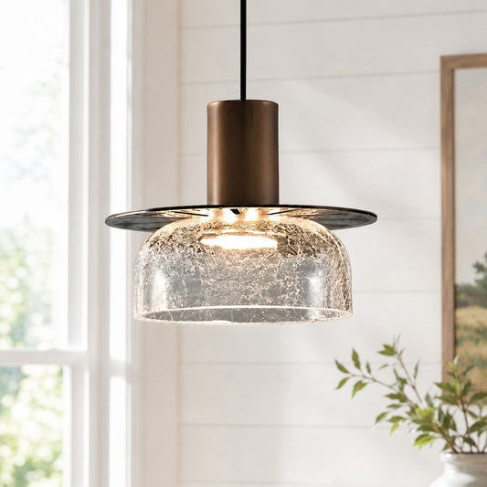 Arloen Modern Crackle Glass Pendant Light