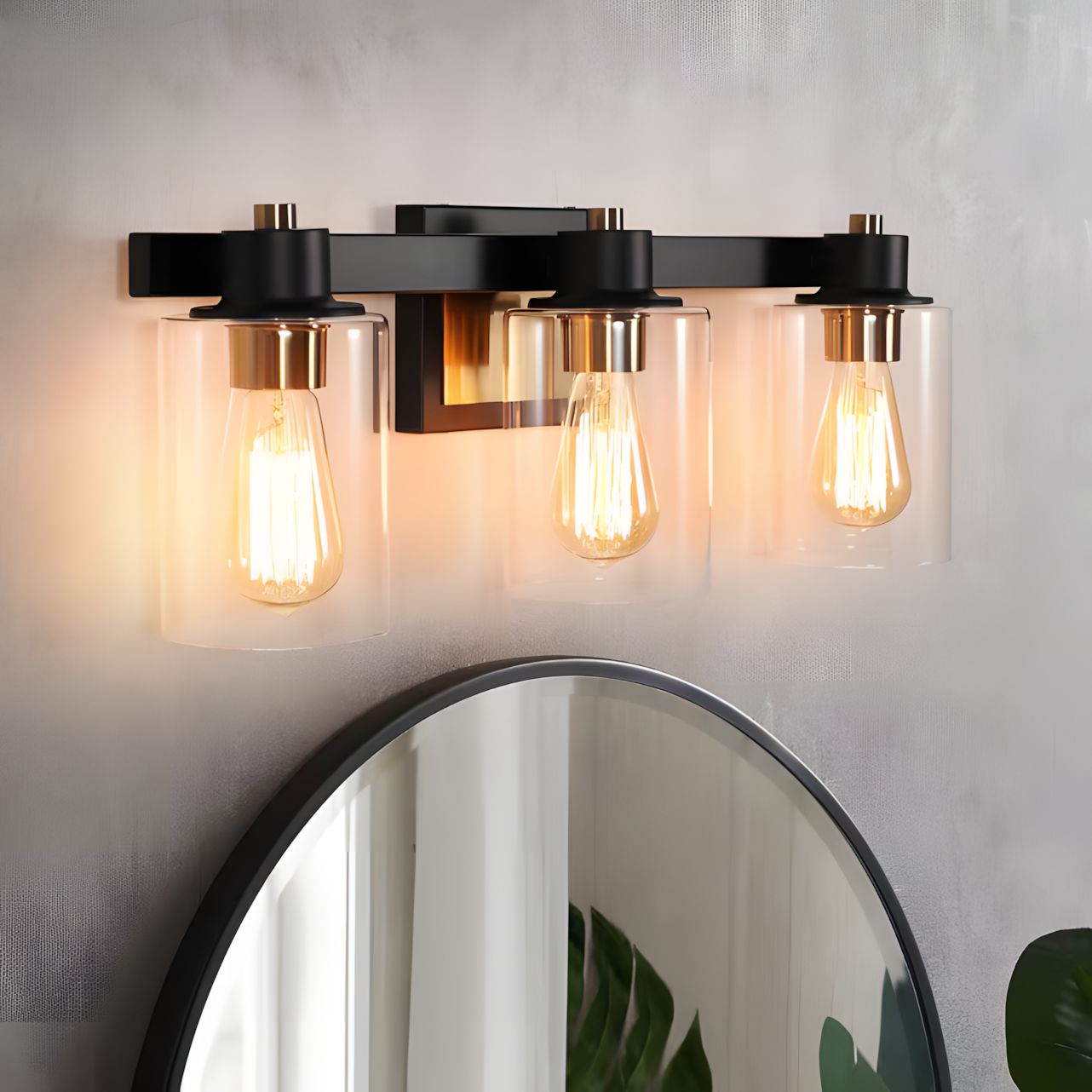 Dyril Modern Matte Black Cylinder Glass Sconce