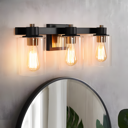 Dyril Modern Matte Black Cylinder Glass Sconce