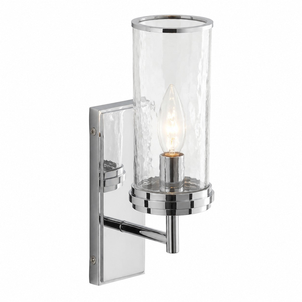 Ira Farmhouse Cylinder Hammered Glass Sconce
