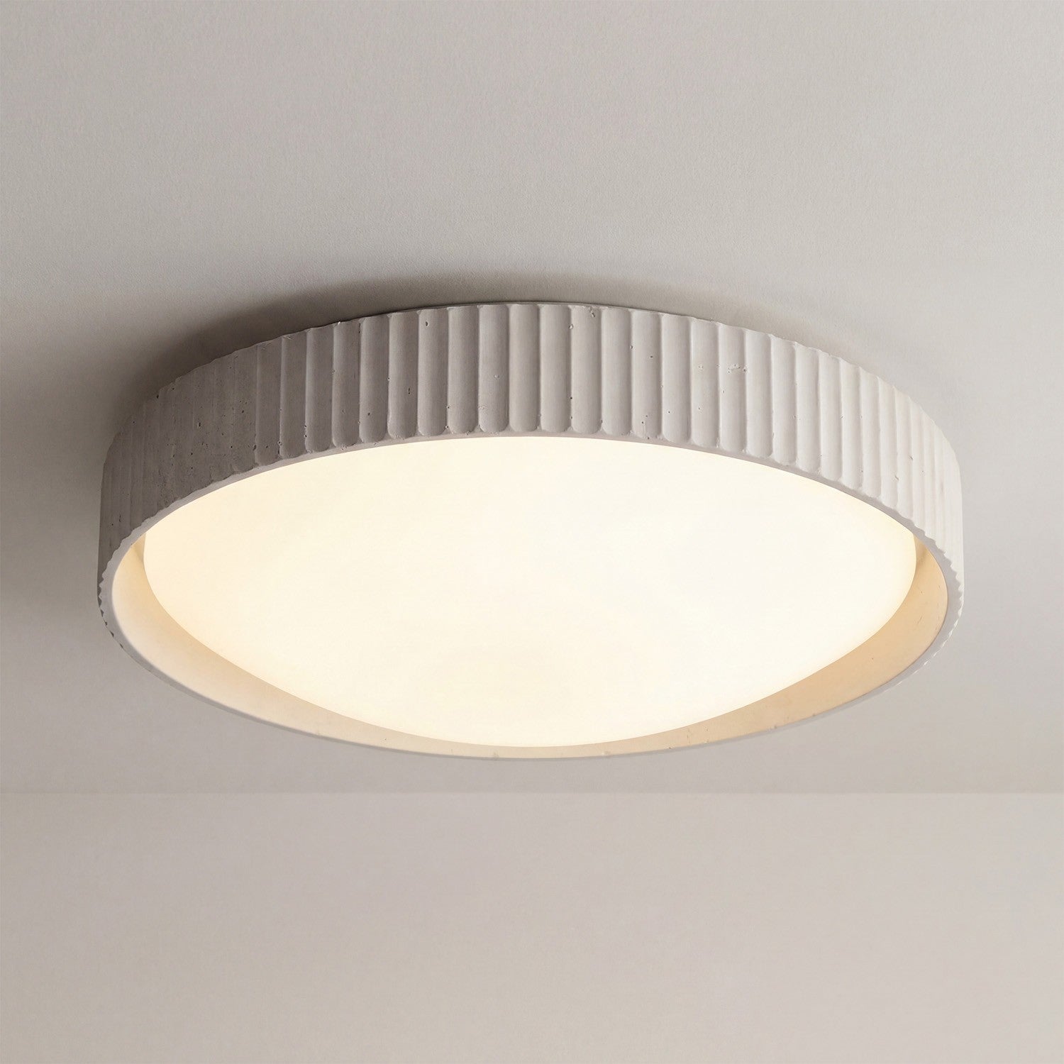 Arnold ‎Minimalist Round Led Fluted Concrete Ceiling Light