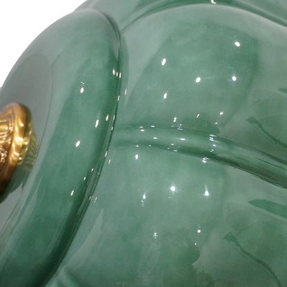 Vortan Antique Brass Green Glass Semi-Flush Mount Eloise Pendant Lamp