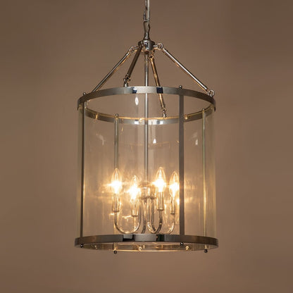 Merrick Metal Lantern Round Glass Chandelier