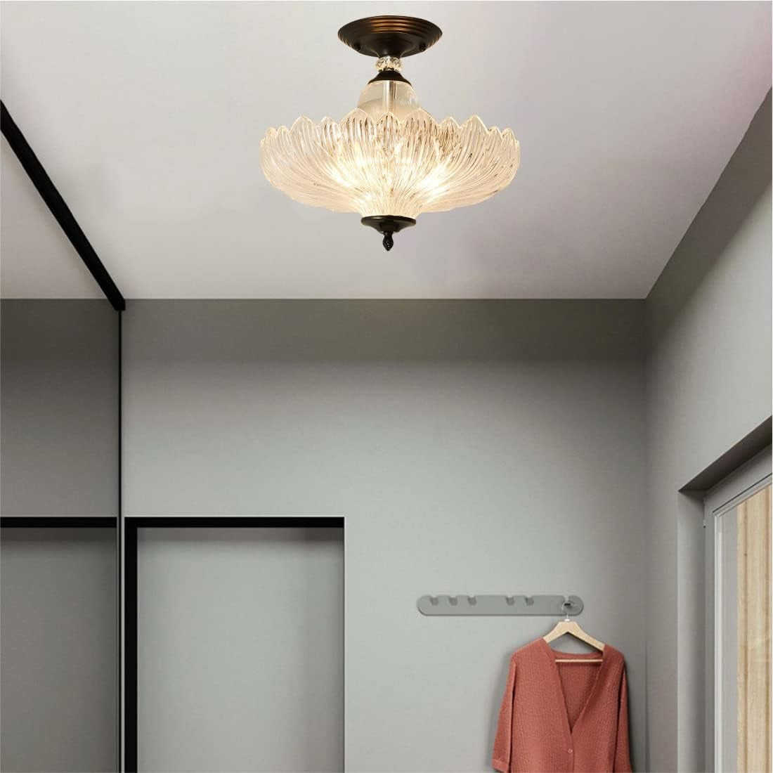 Wyrith Vintage Flower Crystal Flush Mount Light