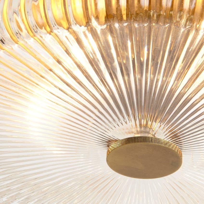 Willa Rustic Round Ribbed Glass Ceiling Light