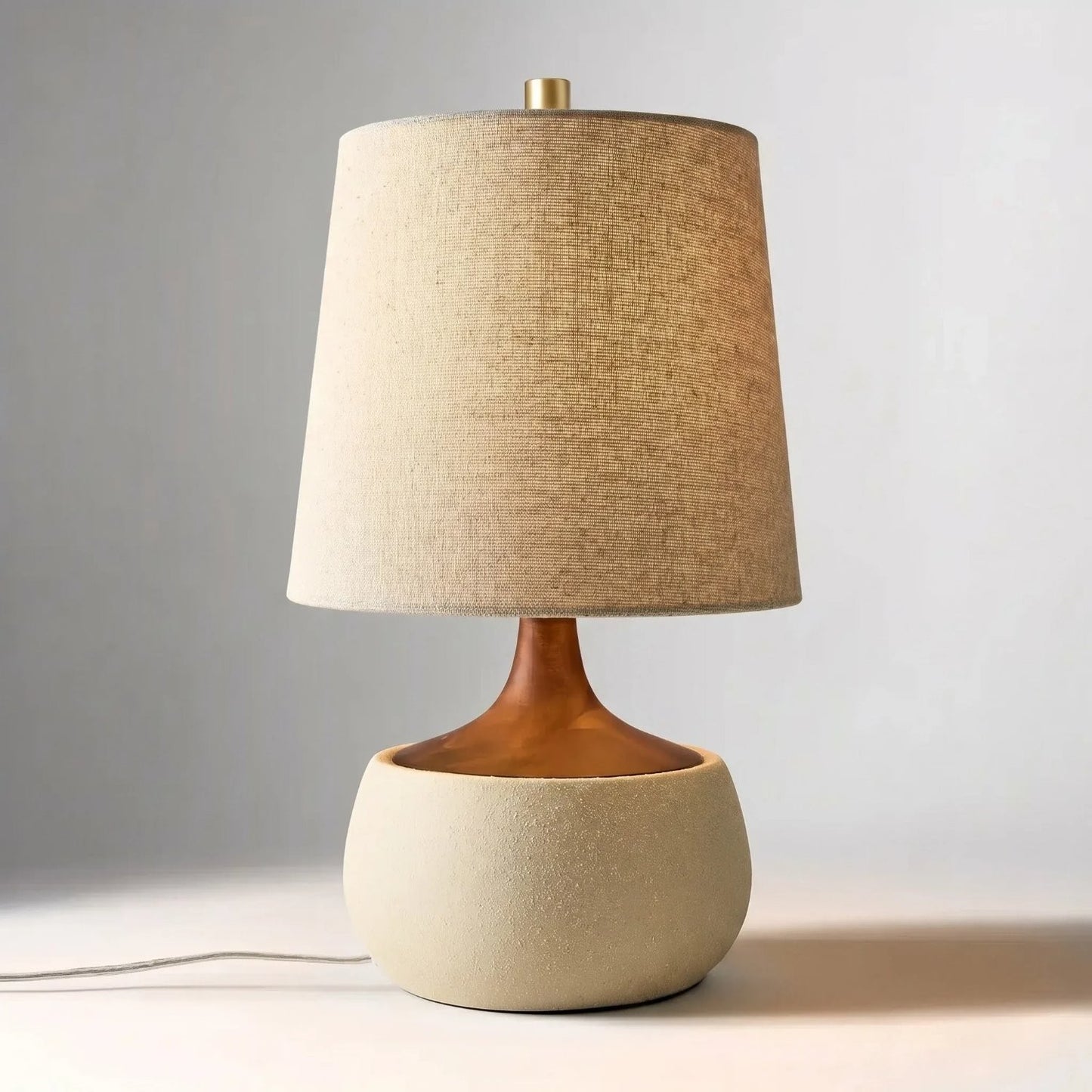 Velmira Mid-Century textile lamp shade Cement Table Light