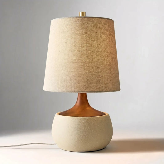 Velmira Mid-Century textile lamp shade Cement Table Light